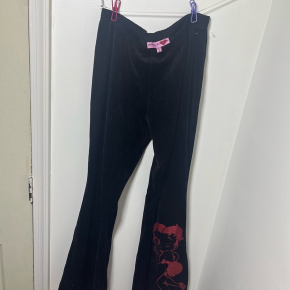Dolls Kill Pants - Dolls Kill x Betty Boop Velvet Flare Pants | Y2K Graphic | Size L